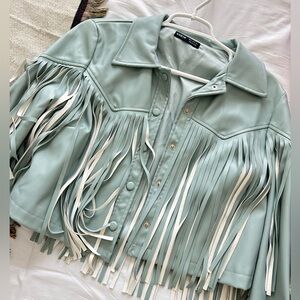 Light blue fringe jacket